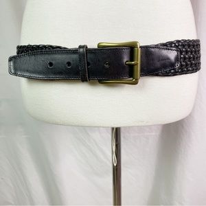 Vintage Talbots Black Open Woven Leather Belt Med